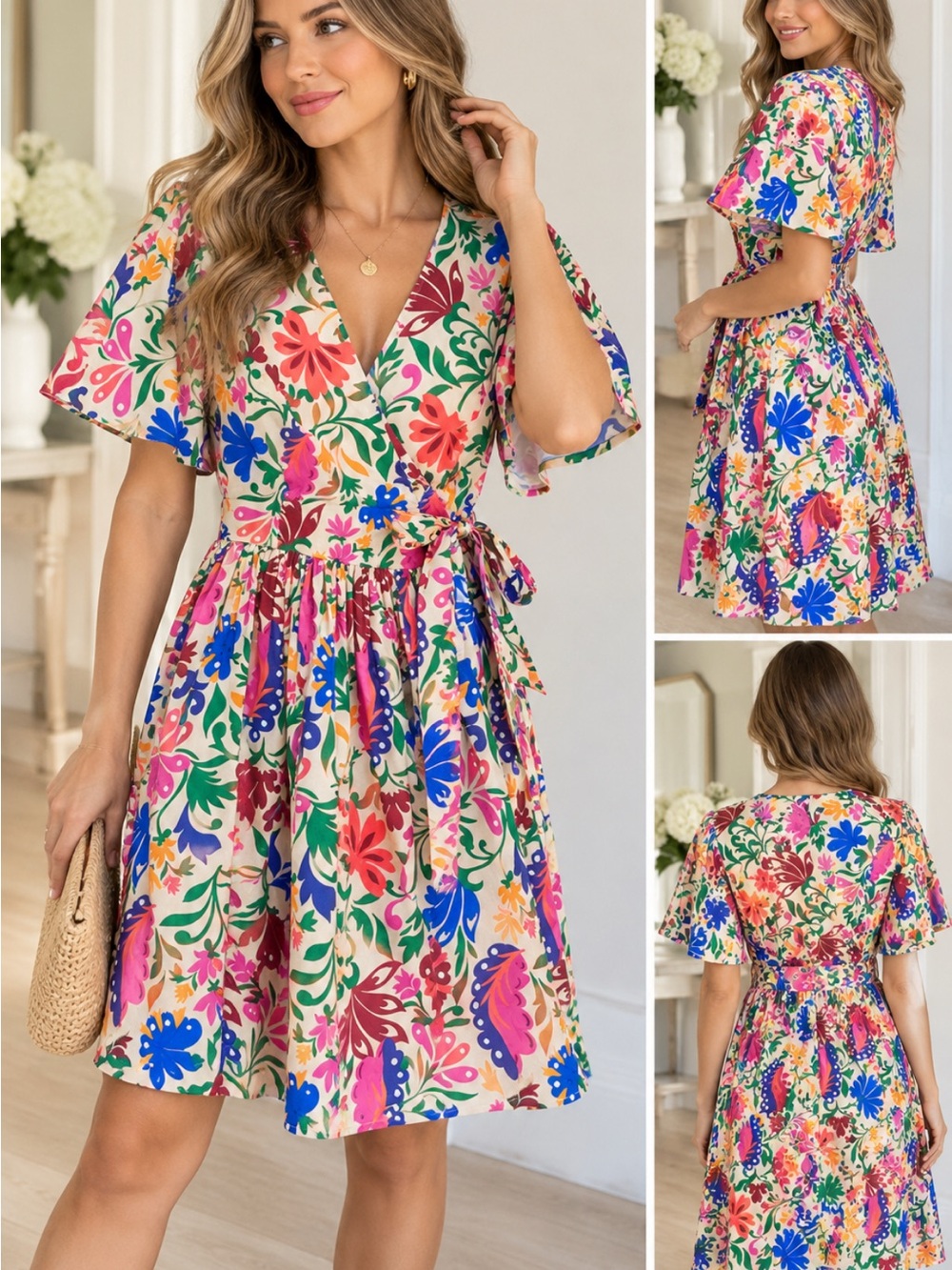Leota Floral Print Mini Wrap Dress 👗